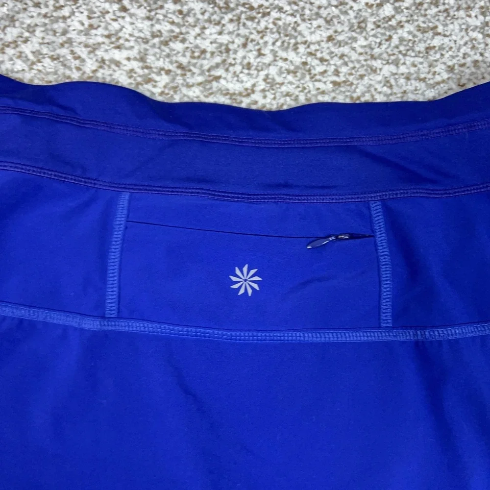 Athleta Skort Womens Large Blue Pleated Lined Tennis Warrior Zip Pocket Athletic